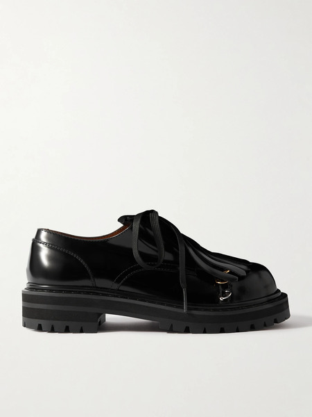  Marni Marni - Dada Embellished Fringed Glossed-leather Derby Shoes - Black 