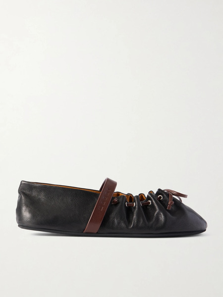  Marni Marni - Dancer Bow-detailed Leather Ballet Flats - Black 
