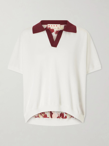  Marni Marni - Floral-printed Silk And Cotton-blend Polo Sweater - Multi 