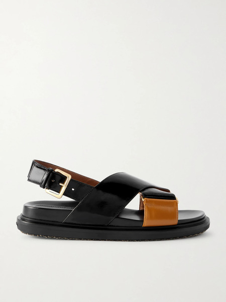  Marni Marni - Fussbett Two-tone Leather Slingback Sandals - Black 