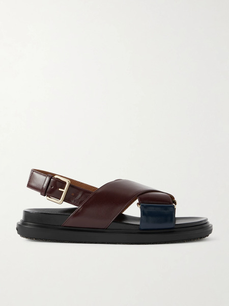  Marni Marni - Fussbett Two-tone Leather Slingback Sandals - Burgundy 