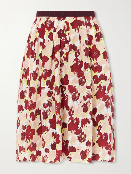  Marni Marni - Pleated Printed Silk Crepe De Chine Midi Skirt - Multi 