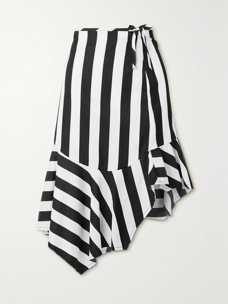  Marques' Almeida Marques' Almeida - Asymmetric Striped Cotton-voile Flared Midi Skirt - White 