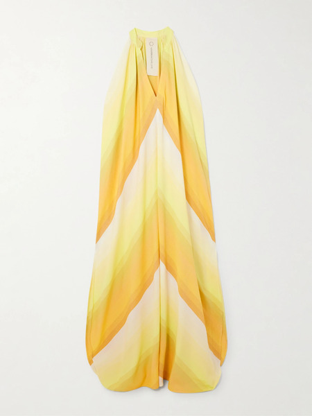  Marrakshi Life Marrakshi Life - Oversized Striped Cotton Maxi Dress - Yellow 
