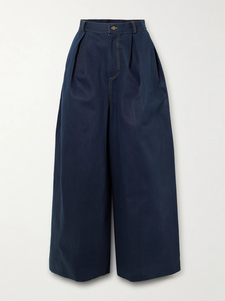  Marrakshi Life Marrakshi Life - Pleated Mid-rise Wide-leg Jeans - Dark Denim 