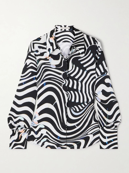  Mary Katrantzou Mary Katrantzou - Alcott Zebra-print Satin Blouse - Black 