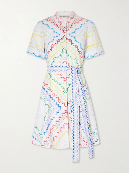  Mary Katrantzou Mary Katrantzou - Belted Printed Cotton-blend Midi Dress - Multi 