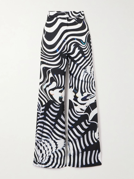  Mary Katrantzou Mary Katrantzou - Bryne Zebra-print Stretch-jersey Wide-leg Pants - Black 