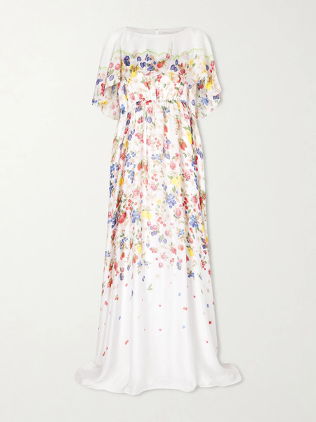  Mary Katrantzou Mary Katrantzou - Floral-print Chiffon Maxi Dress - Multi 