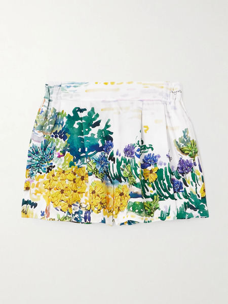  Mary Katrantzou Mary Katrantzou - Vallo Pleated Printed Twill Shorts - Blue 