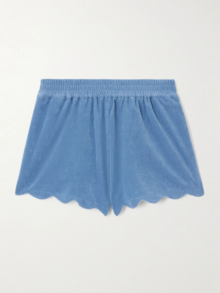  Marysia Marysia - Bellini Scalloped Cotton-blend Terry Shorts - Blue 