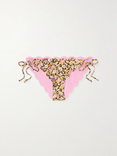  Marysia Marysia - Mott Reversible Scalloped Checked Seersucker Bikini Briefs - Pink 