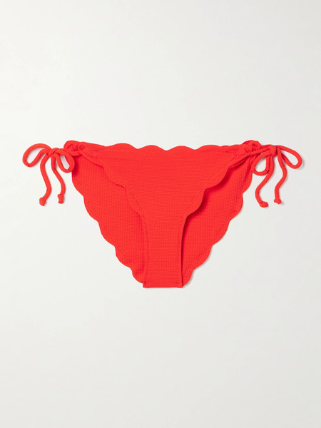 Marysia Marysia - Mott Scalloped Seersucker Bikini Briefs - Red 