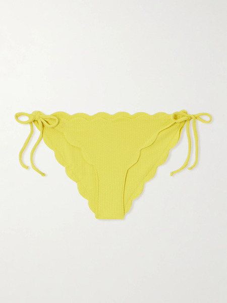  Marysia Marysia - Mott Scalloped Seersucker Bikini Briefs - Yellow 
