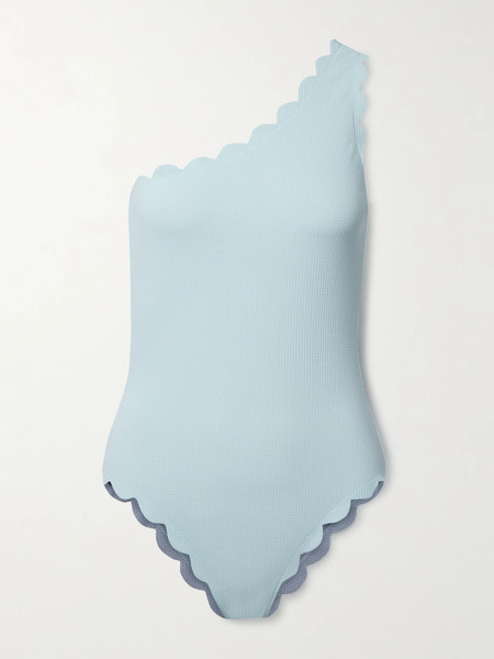  Marysia Marysia - Santa Barbara Reversible One-shoulder Scalloped Seersucker Swimsuit - Mint 