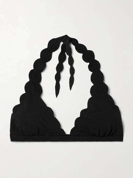  Marysia Marysia - Spring Scalloped Recycled-crepe Halterneck Bikini Top - Black 