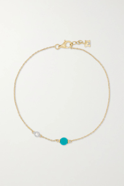  Mateo Mateo - Dot 14-karat Gold, Turquoise And Diamond Bracelet - Blue 