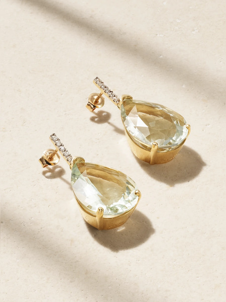  Mateo Mateo - 14-karat Gold, Amethyst And Diamond Earrings - Green 