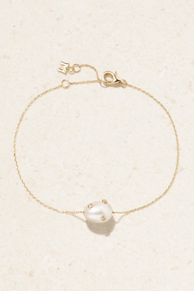  Mateo Mateo - 14-karat Gold, Pearl And Diamond Bracelet - Off-white 