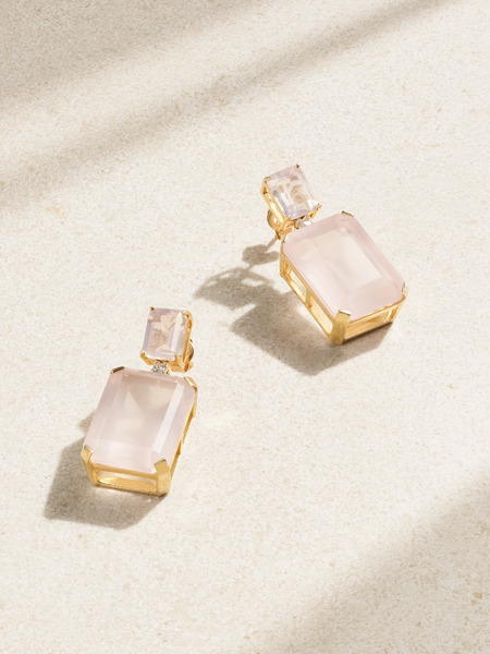  Mateo Mateo - 14-karat Gold Rose Quartz And Diamond Earrings - One Size 