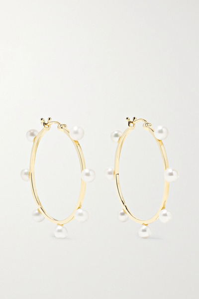  Mateo Mateo - Large Dot 14-karat Gold Pearl Hoop Earrings - One Size 