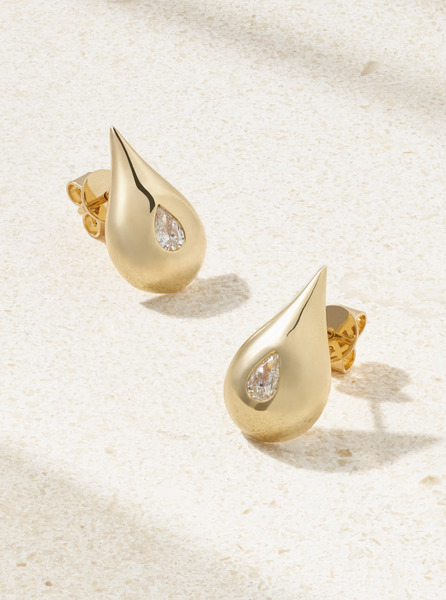  Mateo Mateo - Water Droplet 14-karat Gold Diamond Earrings - One Size 