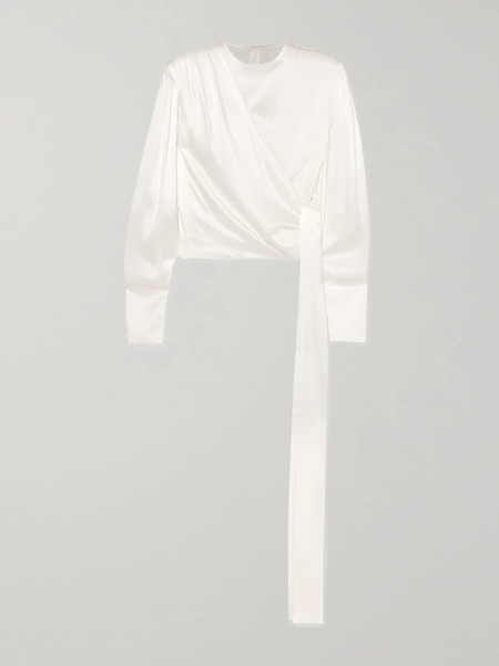  Matériel Matériel - Draped Silk-satin Blouse - White 