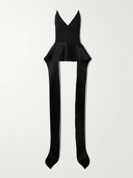  Maticevski Maticevski - Frame Strapless Crepe And Draped Satin Peplum Top - Black 