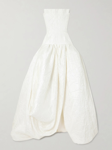  Maticevski Maticevski - Harlequin Strapless Wrap-effect Cloqué Gown - White 