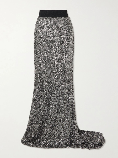  Maticevski Maticevski - Rhyme Sequined Metallic Tulle Maxi Skirt - Silver 