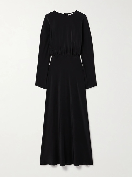  Matteau Matteau - Gathered Organic Silk-satin Maxi Dress - Black 