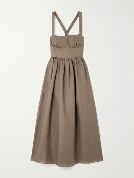  Matteau Matteau - Linen And Cotton-blend Midi Dress - Dark Green 