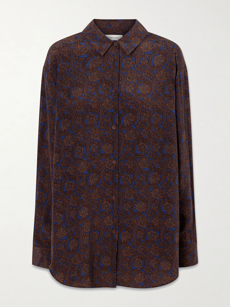  Matteau Matteau - Printed Silk-crepe De Chine Shirt - Brown 