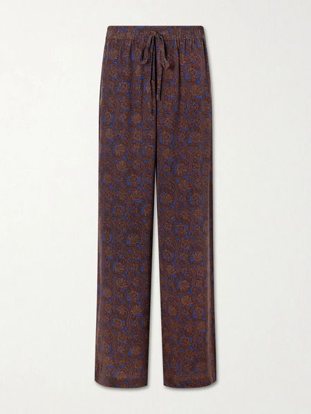  Matteau Matteau - Printed Silk-crepe De Chine Straight-leg Pants - Brown 