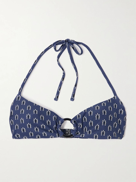  Matteau Matteau - Ring Embellished Floral-print Recycled Halterneck Bikini Top - Blue 