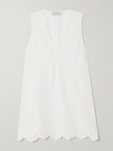 Matteau Matteau - Scalloped Broderie Anglaise Cotton Mini Dress - White 