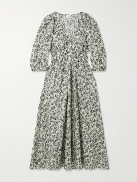  Matteau Matteau - Shirred Paisley-print Organic Cotton Midi Dress - Multi 