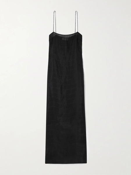  Matteau Matteau - Shirred Silk And Linen-blend Maxi Dress - Black 