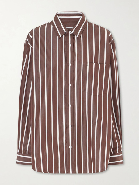  Matteau Matteau - Striped Organic Cotton-poplin Shirt - Brown 