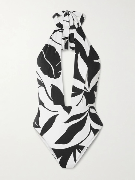  Max Mara Max Mara - Beachwear Printed Halterneck Swimsuit - Black 