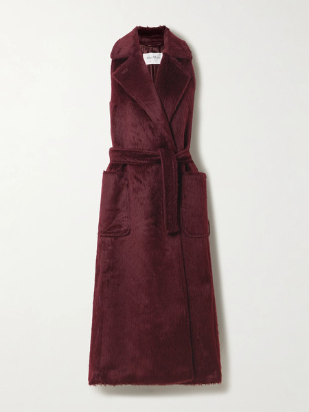  Max Mara Max Mara - Belted Alpaca And Wool-blend Coat - Crimson 