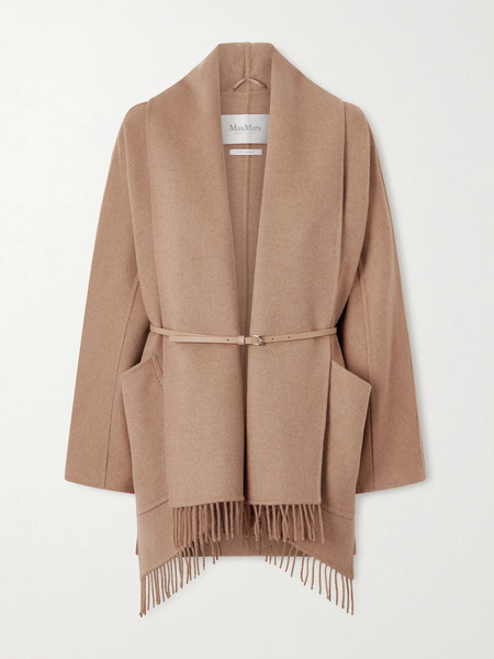  Max Mara Max Mara - Belted Fringed Camel Hair Coat - Uk 16 