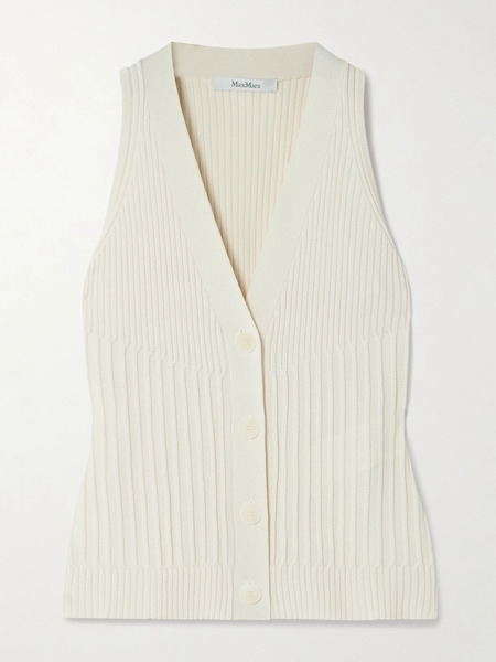  Max Mara Max Mara - Bimba Ribbed Cotton-blend Vest - Ivory 