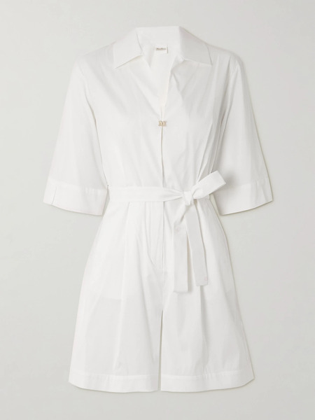  Max Mara Max Mara - Canard Cotton-blend Playsuit - White 
