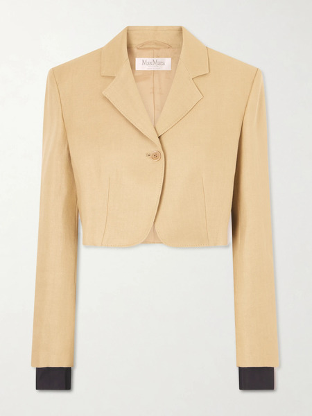  Max Mara Max Mara - Cropped Linen-twill Blazer - Sand 