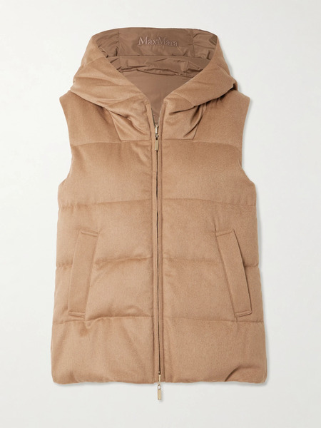  Max Mara Max Mara - Cube Hooded Reversible Quilted Shell And Camel Hair Vest - Uk 14 