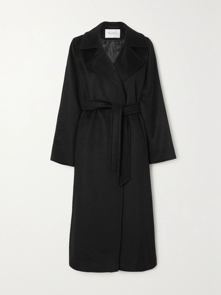  Max Mara Max Mara - Manuela Belted Camel Hair Coat - Black 