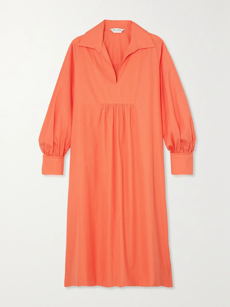  Max Mara Max Mara - Nupar Cotton-poplin Midi Dress - Peach 