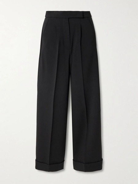  Max Mara Max Mara - Pleated Wool-blend Wide-leg Pants - Black 