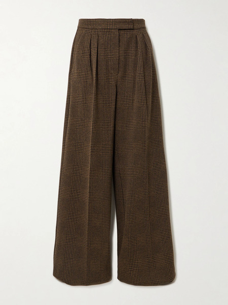  Max Mara Max Mara - Ponza Houndstooth Cotton-blend Wide-leg Pants - Brown 